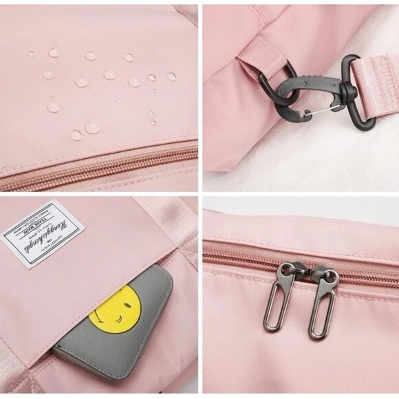 Women's Pink Travel Duffle Bag Pink Overnight, Sports, Gym, Carrier Tote, New ! - Picture 5 of 9